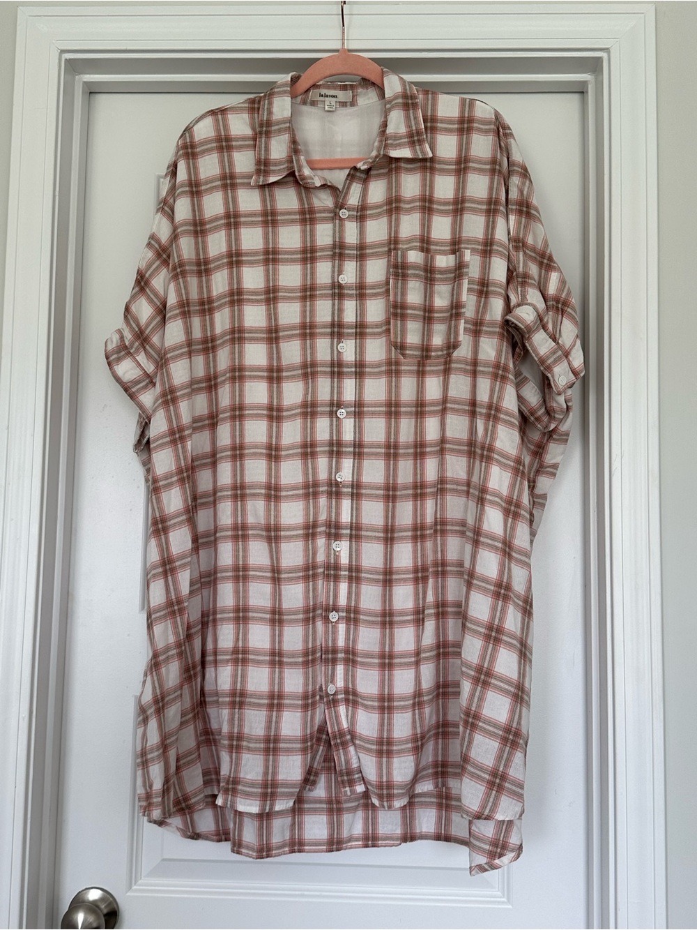 Women's High-Low Plaid Shirt Dress